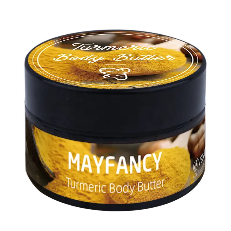 Mayfancy Private Label Puur Natuurlijke Slagroom Boter Biologische Bulk Kurkuma Body Butter Lotion Voor Vrouwelijke Lichaamsverzorging