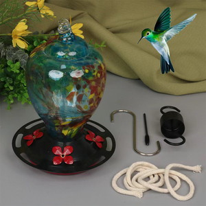 Nieuwe Opgewaardeerde Buitentuin Hangende Glazen Vogels Foeraging Tray Drinkers Kolibrievoeders Met Hangende Haak Mier Gracht En Borstel - Product Image 4