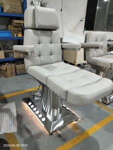 Electric Facial Massage Beauty <b>Bed</b> Set PU Leather White Gold Frame 3 Motor Built-In Headrest Salon Furniture Commercial Use - Product Image 5