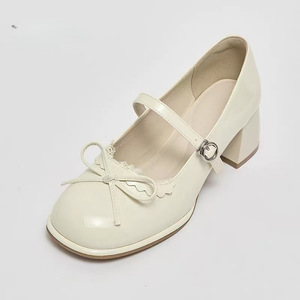Escarpins élégants rouges style Mary Jane coréen à talon carré de 3 cm, chaussures de mariage élégantes, nouvelle collection printemps 2026 avec nœud - Product Image 1