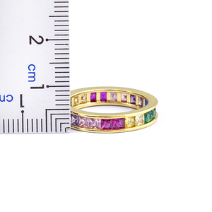 QIKU Bohemia Rainbow Colorful <strong>Crystal</strong> Women <strong>Ring</strong> Copper Zircon Jewelry Versatile Female Engagement Wedding Accessories Wholesale - Product Image 3