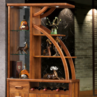 Meuble à vin en panneaux de fibres à densité moyenne, cloison incurvée, nouveau style chinois de luxe léger, porte-vin, rangement pour vin et objets décoratifs