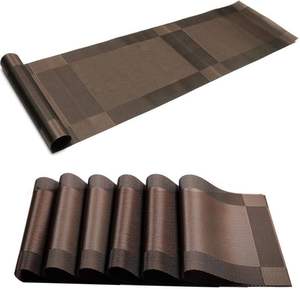 Napperons de table de cuisine en gros, résistants à l'huile et à la chaleur, lavables, gris, imperméables, en vinyle tissé PVC - Product Image 1