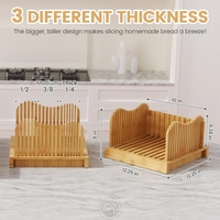 Trancheuse à pain en bambou réglable de qualité supérieure, grande, 10 pouces de large, 3 réglages d'épaisseur, facile à nettoyer, plateau de service pliable, attrape-miettes
