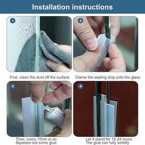 <span class=keywords><strong>Joint</strong></span> d'étanchéité en silicone souple pour <span class=keywords><strong>porte</strong></span> <span class=keywords><strong>de</strong></span> douche en verre (10 mm) – Empêche les fuites d'eau - Product Image 6