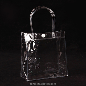 Sac d'épicerie en PVC transparent avec logo personnalisable fourre-tout en plastique transparent imperméable et réutilisable pour usage quotidien - Product Image 3