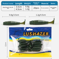 Leurre souple en forme de queue de requin, pack de 20 pièces, odeur de poisson, micro-particules filetées, petit acier inoxydable sans hameçons, pour la pêche au bar
