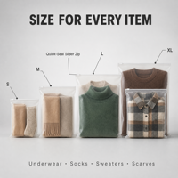 Sacs à fermeture éclair en PE givré, plusieurs tailles, sacs à vêtements semi-transparents en CPE avec fermeture à glissière pour sous-vêtements, chaussettes, pulls
