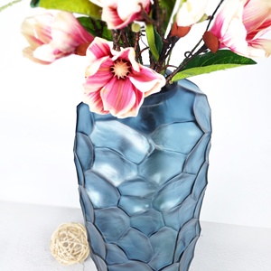Grand vase décoratif texturé bleu pour salon, entrée, décoration intérieure - Product Image 4