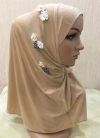 Hijab musulman à fleurs en strass pour femmes écharpe Hijab islamique XDH015 vente en gros
