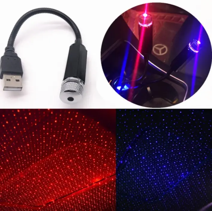 Shenzhen Manoson Red Blue Car USB Led Sky Projector Lamp Accessories Interior Decorative Ceiling Star Light For Car
