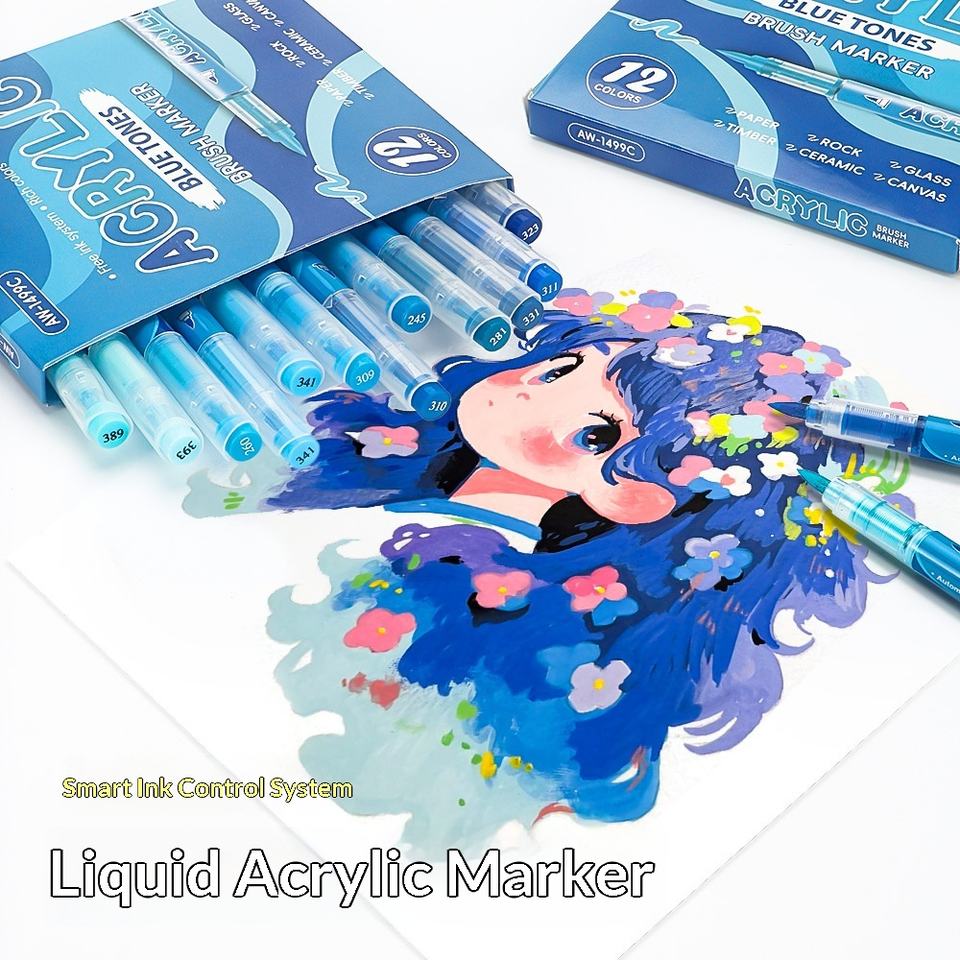 Direct Liquid Acrylic Marker Pen Stackable Color Pervious Paper Soft ...