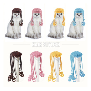 Nouvelle Perruque <span class=keywords><strong>pour</strong></span> Chat, Coiffe Tressée avec Chignons, Style 'Mignon et Original', <span class=keywords><strong>pour</strong></span> Costume de Fête Ludique, Accessoire Capillaire Personnalisable en Fil Haute Température - Product Image 3