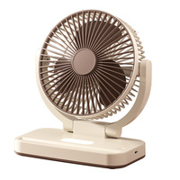 Ventilateur USB transfrontalier avec lumières, mini-ventilateur de bureau, mural, portable, à moteur sans balais, batterie intégrée, en plastique