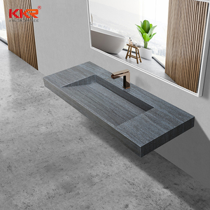 Moderno lavabo in marmo a parete con superficie solida in pietra artificiale lavello in resina con scolapiatti <span class=keywords><strong>per</strong></span> bagni dell'hotel - Product Image 5