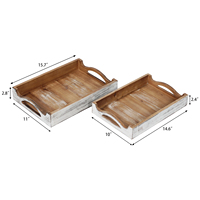 Haute Qualité Rectangle Rustique Pas Cher Table De Nourriture Personnalisé En Gros Plateau En Bois Avec Poignée À La Main Décoration Plateau De Service Lot de 2
