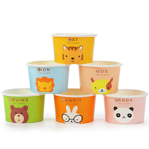 Disposable custom printed small size round cream paper cup ice cream Fruit Salad Dessert paper bowl