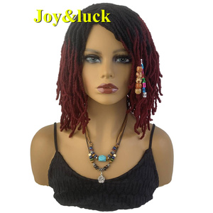Prix de gros d'usine Perruque quotidienne tressée pour femmes Mignon Mini <span class=keywords><strong>dread</strong></span> locs Perruque Bourgogne Synthétique Africaine Noir Femmes Perruques Dreadlock - Product Image 2
