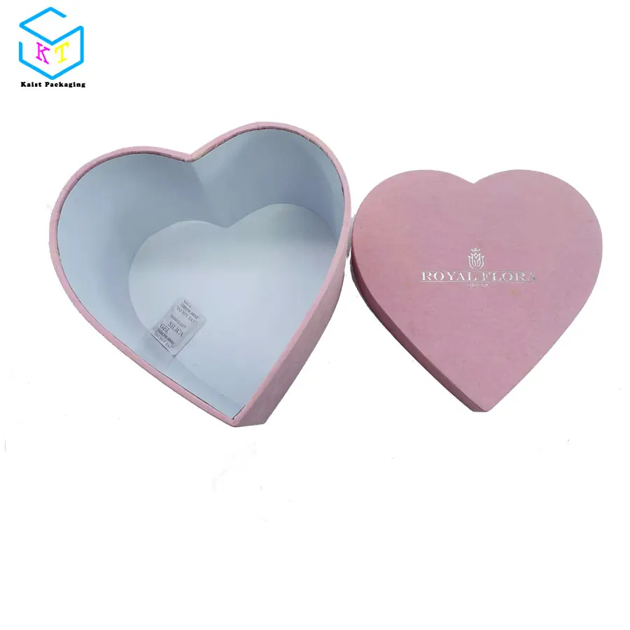 custom luxury high quality heart shape preserved roses box pink suede velvet flower packaging
