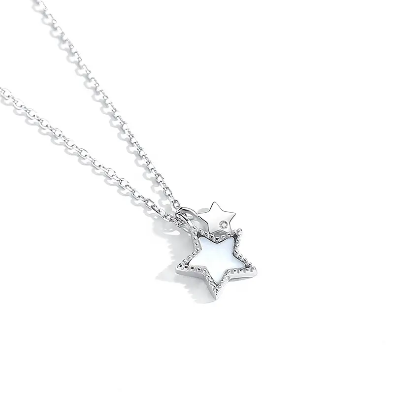 Ready To Ship Jewelry Necklace Women Sterling Silver Cubic Zirconia Dainty Pendant Star Necklace