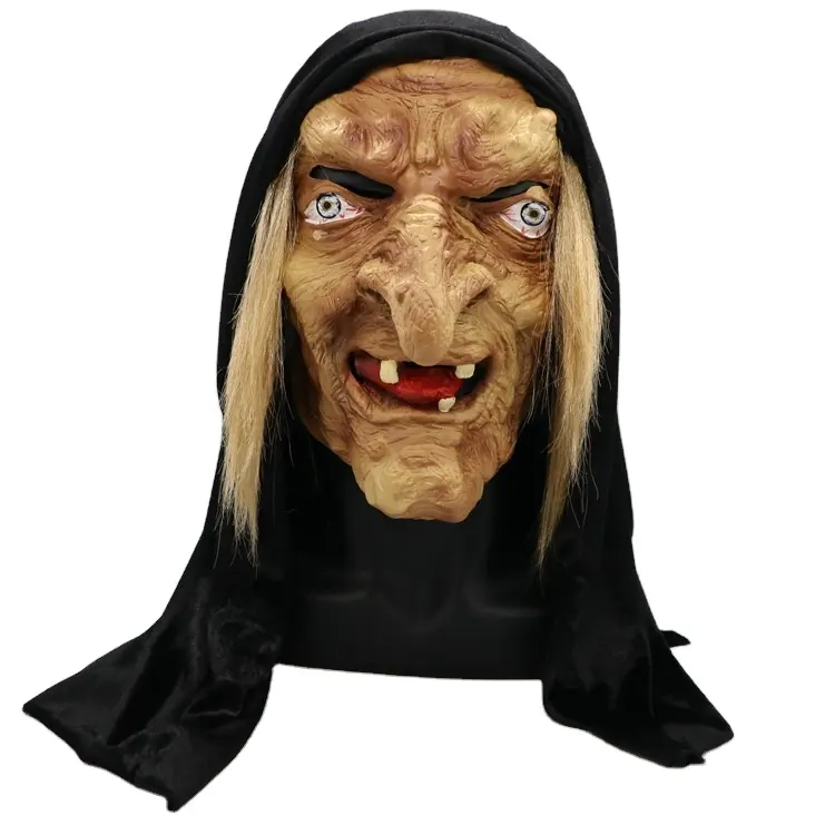 2023 Hot Selling Halloween Masker Horror Latex Nun Heks Decoraties Accessoires Head Set Party Halloween Masker