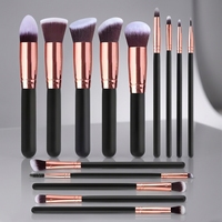 Ensemble de pinceaux cosmétiques professionnels 14 pièces pour fond de teint, contour, anticernes, blush, fard à paupières, kit d'artiste maquilleur