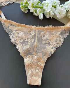 Ensemble de lingerie brodée florale <span class=keywords><strong>nude</strong></span> ensemble de culotte de soutien-gorge en dentelle beige lingerie de nuit de mariage lingerie sexy culotte de soutien-gorge pantalon en T - Product Image 4