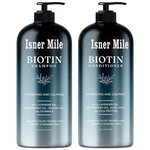 Atacado de etiquetas privadas natural biotin, shampoo e condicionador anti-frizz, conjunto de shampoo de prevenção de perda de cabelo