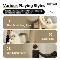 Arbre à chat avec plateforme de saut compacte, structure d'escalade, colonnes à griffer en sisal et nid, design noir et blanc, résistant à l'usure, jouet pour chat
