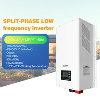Système d'onduleur solaire hybride hors réseau 6KW 12KW avec batterie au lithium fer phosphate (LiFePO4) 10/15kWh, monophasé, pour usage domestique, empilable