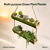 Support de plante en bambou vert fait main, pot suspendu écologique pour la décoration de la maison, logo personnalisé OEM, faible MOQ, jardinière suspendue en bambou