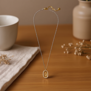 Collana con Ciondolo a Z in Diamanti 10x15Cm, Catena in Acciaio, Colore Oro e Argento, Minimalista Unisex per Uso Quotidiano - Product Image 3