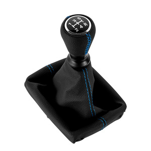 Peugeot 206 - Housse de pommeau de levier de vitesse en cuir avec surpiqûres bleues - Transmission manuelle - Ajustement ergonomique - Product Image 3