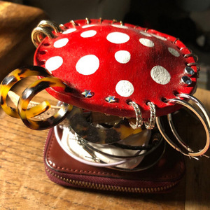 Mushroom <b>Earring</b> Holder Red Polka Dot Resin Jewelry Organizer Storage Rack Craft Decor <b>Gift</b> Home Use - Product Image 1