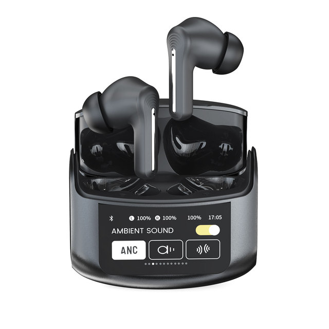 Smart Wireless Earbuds with Touch Screen 40H Playtime Bass Stereo Earphones BT 5.3 Digital Display Charging Case