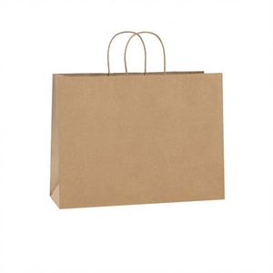 Sac de courses en papier kraft écologique KM 42*12*31cm avec poignée, logo imprimé, sac d'emballage pour épicerie, utilisation en magasin de charcuterie, restaurant - Product Image 3