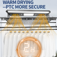 Séchoir à Linge Intelligent Plafond Automatique Électrique Pliant 5 Pôles avec Super Puissance de Vent 10M/S et 4 Souffleurs pour Intérieur