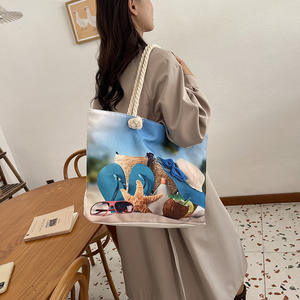 Bolso de mano informal a la moda para mujer 2025, bolso de <span class=keywords><strong>playa</strong></span> grande con dos asas y cierre de cremallera - Product Image 3