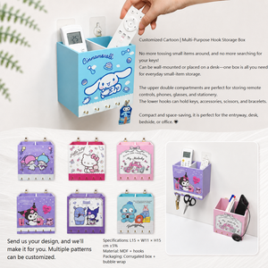 Custom Cartoon Wall Mounted Storage Box Multi‑Purpose Hook Organizer <b>Bin</b> For Home Office - Product Image 3