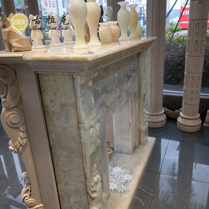 Chimenea francesa <span class=keywords><strong>de</strong></span> mármol envolvente con piedra <span class=keywords><strong>de</strong></span> ónix blanca moderna, repisa prefabricada para uso en sala <span class=keywords><strong>de</strong></span> estar interior, venta directa <span class=keywords><strong>de</strong></span> fabricación - Product Image 6