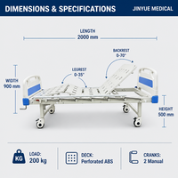 Cadre de lit médicalisé Main Beam Home Care 40*80*1.2mm en acier laminé à froid, construction soudée robuste, conception manuelle A2 à double ouverture