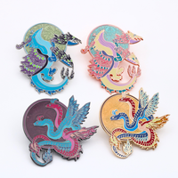 Badge personnalisé en métal, motifs dragon, sérigraphié, plaqué argent, souvenirs en gros
