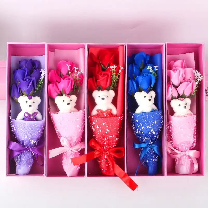 발렌타인 데이 선물 및 발렌타인 데이 선물 아이디어 저렴한 봉제 장난감 꽃다발을위한 사랑스러운 선물 상자
