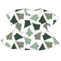 Chemise Peplum à Manches Courtes Confortable et Tendance pour Petites Filles, Impression Personnalisée, Vêtements en Bambou Doux pour Enfants, MOQ Faible