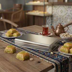 Lata Rectangular 1 lt Baklava Caja de Dulces 140x240x36mm 1 lt Tapa Deslizante - Product Image 3