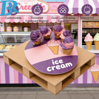 Plateau en carton jetable personnalisé pour glaces, anti-goutte, pour emporter, avec trous pour cornets et coupelles.