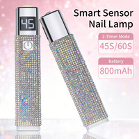 Lampe à ongles UV LED portable avec strass, capteur intelligent, 800 mAh rechargeable, outil de manucure pour le durcissement du gel