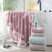 Serviette de bain en molleton corail absorbant l'eau série animaux marins