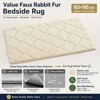 Tapis de salle de bain moderne rayé en fausse fourrure de lapin douce, 1200 GSM, antidérapant, absorbant, avec support TPR écologique, pour la maison et l'hôtel
