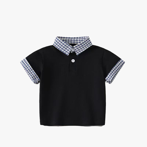 Polo de Manga Corta para Niños, Camiseta de Verano para Niños Pequeños, Cuello Solapa a Cuadros, 100% Algodón, Estilo Moderno - Product Image 2